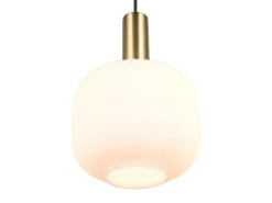 Kleine Retro Pendelleuchte DIVA 1-flammig mit Glasschirm in Weiß, Ø 20cm