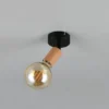 Kleiner LED Wandstrahler aus Metall in Schwarz & Holzoptik, Höhe 11cm