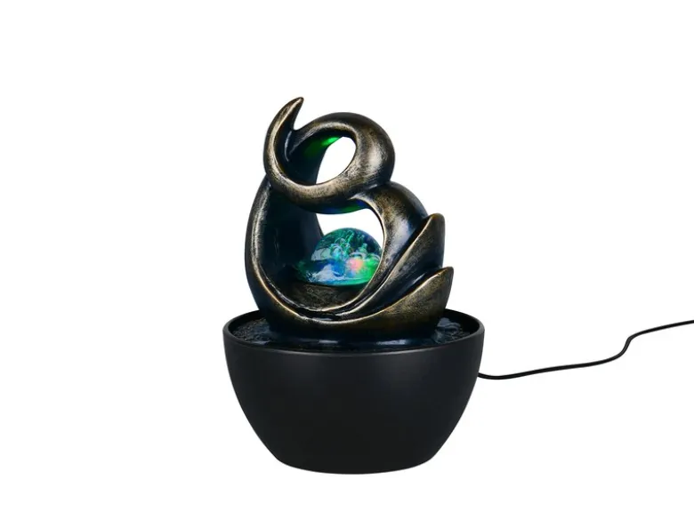 Kleiner LED Zimmerbrunnen LUMA mit Leuchtkugel & RGB Farbwechsel, Höhe 19cm