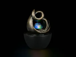 Kleiner LED Zimmerbrunnen LUMA mit Leuchtkugel & RGB Farbwechsel, Höhe 19cm