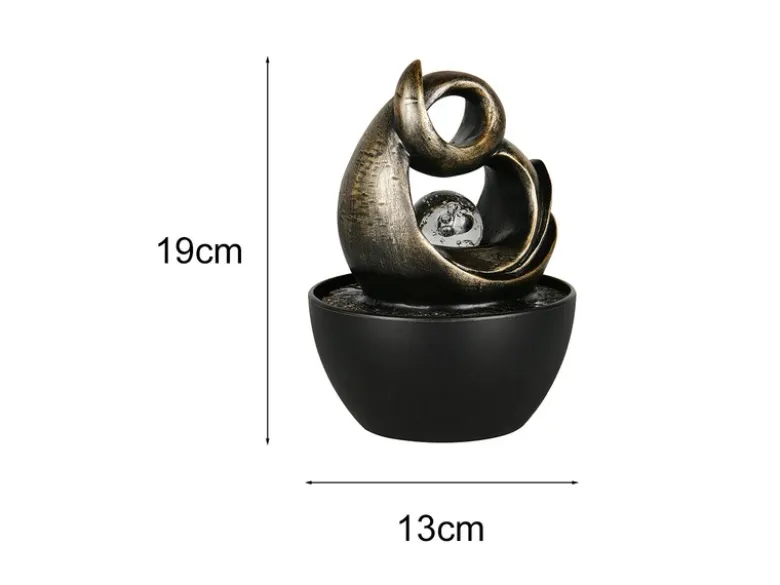 Kleiner LED Zimmerbrunnen LUMA mit Leuchtkugel & RGB Farbwechsel, Höhe 19cm