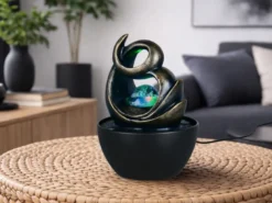 Kleiner LED Zimmerbrunnen LUMA mit Leuchtkugel & RGB Farbwechsel, Höhe 19cm