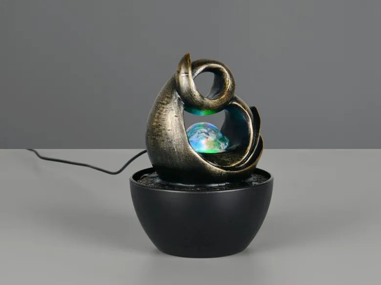 Kleiner LED Zimmerbrunnen LUMA mit Leuchtkugel & RGB Farbwechsel, Höhe 19cm