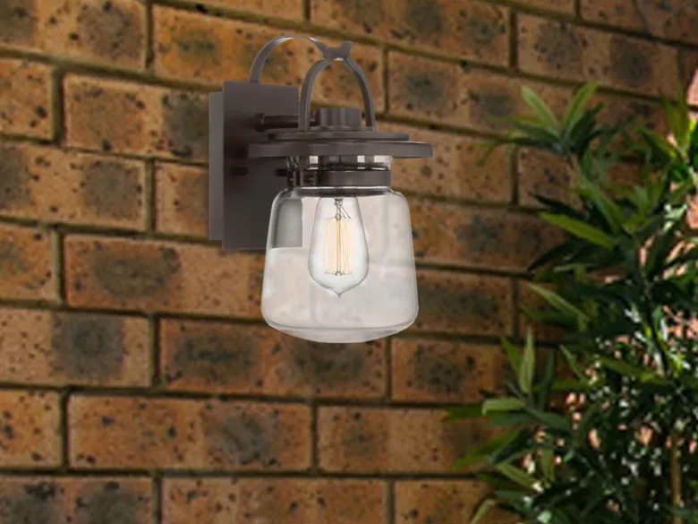 Kleine rustikale LED Außenwandleuchte aus Aluminium, Höhe 30cm
