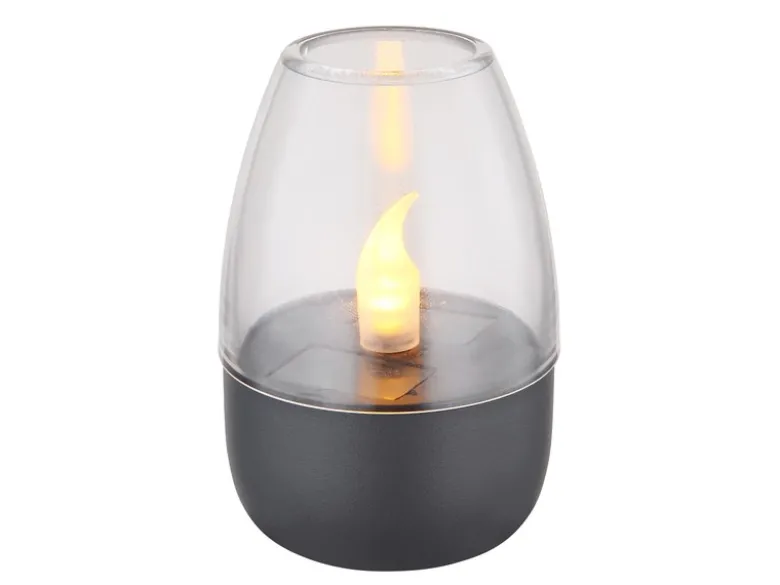Kleines LED Deko Solar Windlicht mit Flammeneffekt, Höhe 9cm