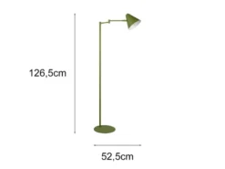 Kleine Stehlampe COSIMA mit Schwenkarm aus Metall Grün, Höhe 126,5cm