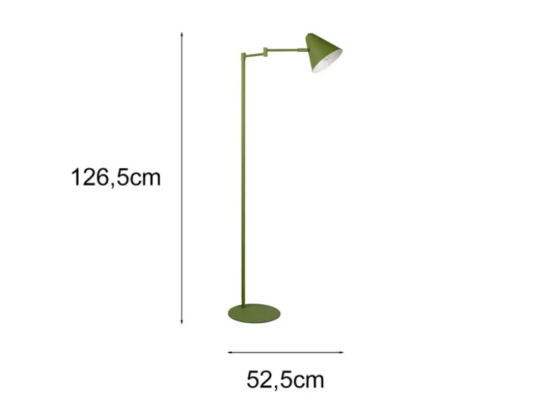 Kleine Stehlampe COSIMA mit Schwenkarm aus Metall Grün, Höhe 126,5cm