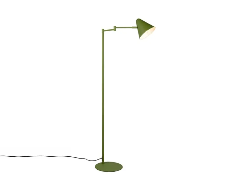 Kleine Stehlampe COSIMA mit Schwenkarm aus Metall Grün, Höhe 126,5cm