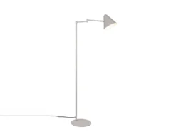 Kleine Stehlampe COSIMA mit Schwenkarm aus Metall Hellgrau, Höhe 126,5cm