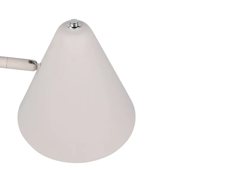 Kleine Stehlampe COSIMA mit Schwenkarm aus Metall Hellgrau, Höhe 126,5cm