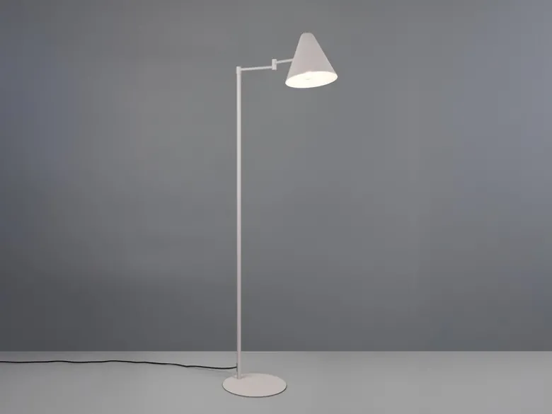 Kleine Stehlampe COSIMA mit Schwenkarm aus Metall Hellgrau, Höhe 126,5cm