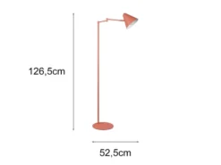 Kleine Stehlampe COSIMA mit Schwenkarm aus Metall Apricot, Höhe 126,5cm