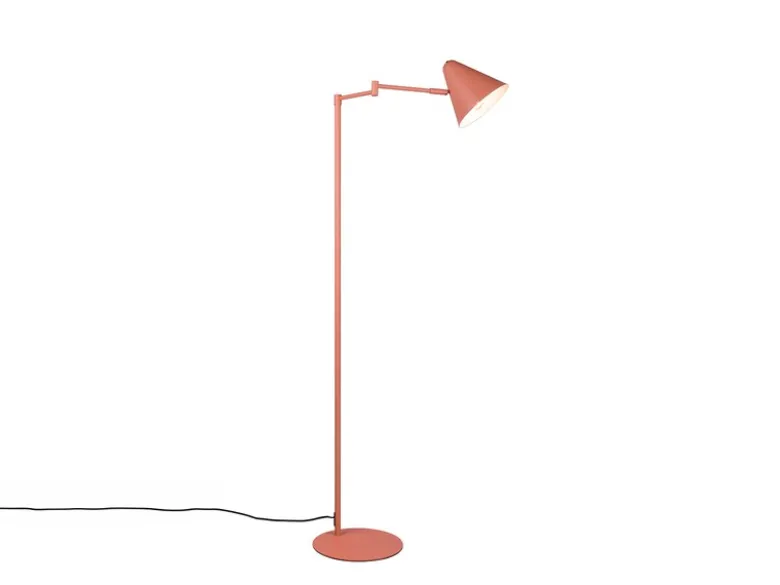 Kleine Stehlampe COSIMA mit Schwenkarm aus Metall Apricot, Höhe 126,5cm