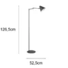 Kleine Stehlampe COSIMA mit Schwenkarm aus Metall Anthrazit, Höhe 126,5cm