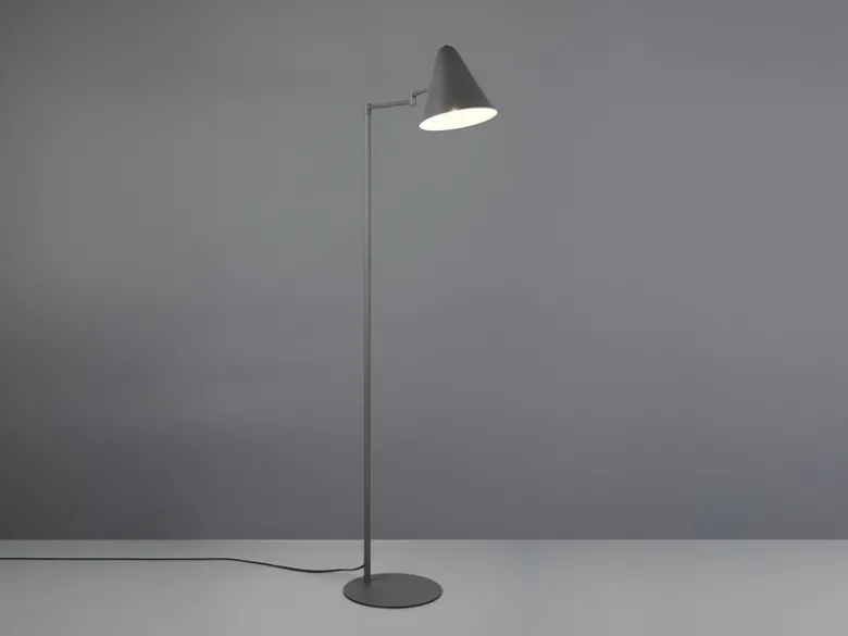 Kleine Stehlampe COSIMA mit Schwenkarm aus Metall Anthrazit, Höhe 126,5cm