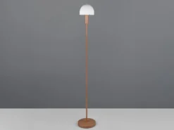 Kleine Stehlampe GLENN Coffee mit Metallfuß und Lampenschirm Glas, Höhe 120cm