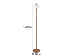 Kleine Stehlampe GLENN Coffee mit Metallfuß und Lampenschirm Glas, Höhe 120cm