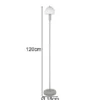 Kleine Stehlampe GLENN Grau mit Metallfuß und Lampenschirm Glas, Höhe 120cm