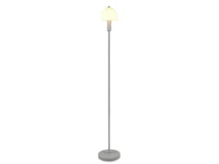 Kleine Stehlampe GLENN Grau mit Metallfuß und Lampenschirm Glas, Höhe 120cm