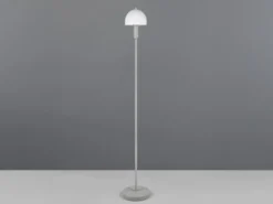 Kleine Stehlampe GLENN Grau mit Metallfuß und Lampenschirm Glas, Höhe 120cm