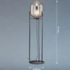 Kleine Stehlampe mit Metallfuß, Rauchglas oval & LED dimmbar - Höhe 110cm