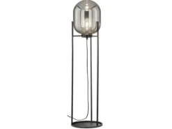 Kleine Stehlampe mit Metallfuß, Rauchglas oval & LED dimmbar - Höhe 110cm