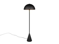 Kleine Stehleuchte ALFIE in Pilzform aus Metall Schwarz, Höhe 130cm