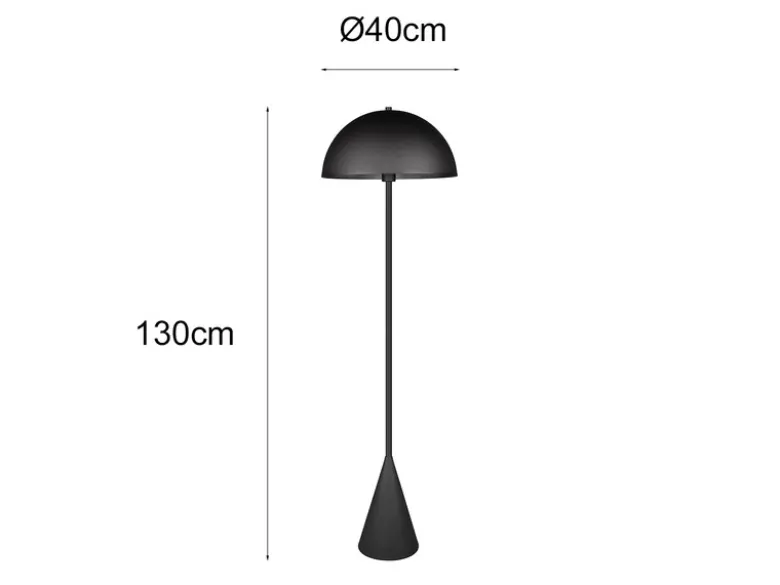 Kleine Stehleuchte ALFIE in Pilzform aus Metall Schwarz, Höhe 130cm