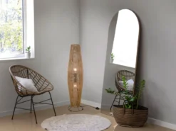 Kleine Stehleuchte MIKI mit Papier Lampenschirm im Boho Stil, Höhe 103cm