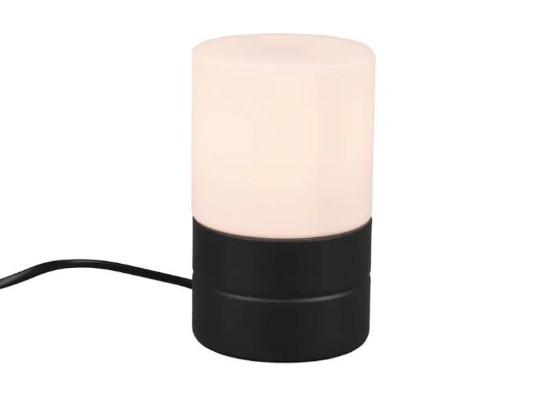Kleine Tischlampe ARY II mit Touchfunktion & Glasschirm Schwarz, Höhe 15cm