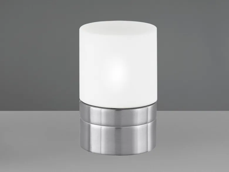 Kleine Tischlampe ARY II mit Touchfunktion & Glasschirm Silber, Höhe 15cm