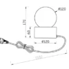 Kleine Tischlampe COUNTESS Altmessing mit Touchfunktion & Glaskugel, Höhe 17cm