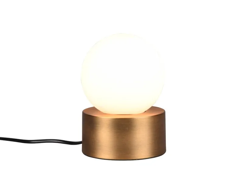 Kleine Tischlampe COUNTESS Altmessing mit Touchfunktion & Glaskugel, Höhe 17cm