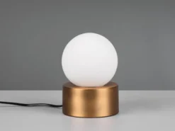 Kleine Tischlampe COUNTESS Altmessing mit Touchfunktion & Glaskugel, Höhe 17cm