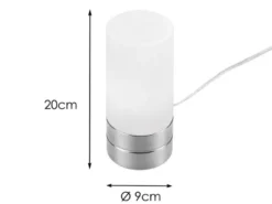 Kleine Tischlampe SARNO mit Touch Dimmer und E14 Glasschirm, Höhe 20cm