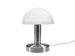Kleine Tischlampe WARIN touch dimmbar, Glasschirm Weiß mit E14 LED, Höhe 21cm