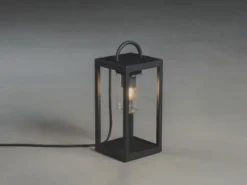 Kleine Tischleuchte BOLOGNA Schwarz aus Stahl mit Klarglas, Höhe 33cm