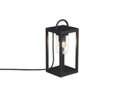 Kleine Tischleuchte BOLOGNA Schwarz aus Stahl mit Klarglas, Höhe 33cm