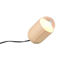 Kleine Tischleuchte NARA oval aus hellem Naturholz, Höhe 13,5cm