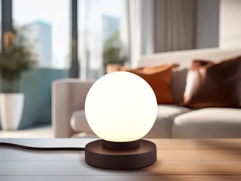 Kleine Touch Tischleuchte Rostoptik mit Glas Kugel Weiß & E14 LED, Höhe 15cm