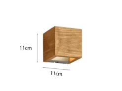Kleine Up and Down LED Innen Wandleuchte BRAD aus Echtholz, Quadrat 11cm