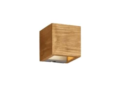 Kleine Up and Down LED Innen Wandleuchte BRAD aus Echtholz, Quadrat 11cm
