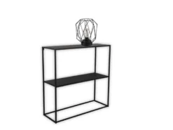 Konsolentisch - Beistelltisch 80x80cm & Batterie Tischleuchte aus Metall Schwarz