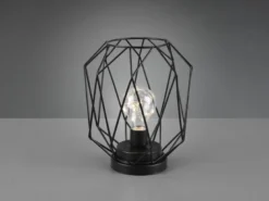 Konsolentisch - Beistelltisch 80x80cm & Batterie Tischleuchte aus Metall Schwarz