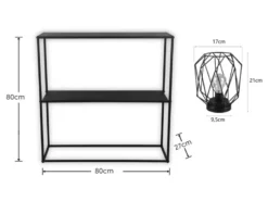 Konsolentisch - Beistelltisch 80x80cm & Batterie Tischleuchte aus Metall Schwarz