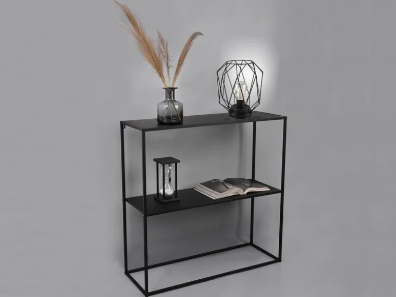 Konsolentisch - Beistelltisch 80x80cm & Batterie Tischleuchte aus Metall Schwarz