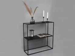 Konsolentisch ALEXIS - Beistelltisch rechteckig aus Metall Schwarz 80x80cm