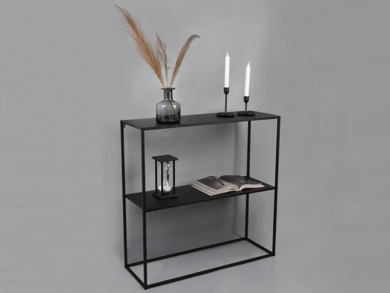 Konsolentisch ALEXIS - Beistelltisch rechteckig aus Metall Schwarz 80x80cm