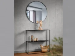 Konsolentisch ALEXIS - Beistelltisch rechteckig aus Metall Schwarz 80x80cm