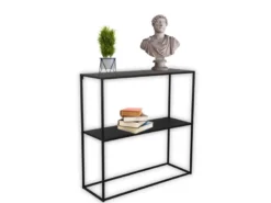 Konsolentisch ALEXIS - Beistelltisch rechteckig aus Metall Schwarz 80x80cm